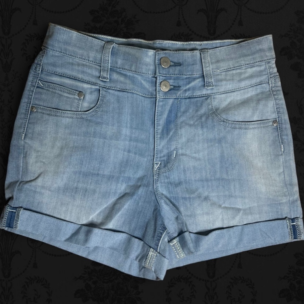 Wallflower - Blue Light Wash High Rise Jean Shorts with Cuffed Hem